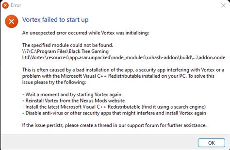 Vortex worked perfectly yesterday and won't work today.